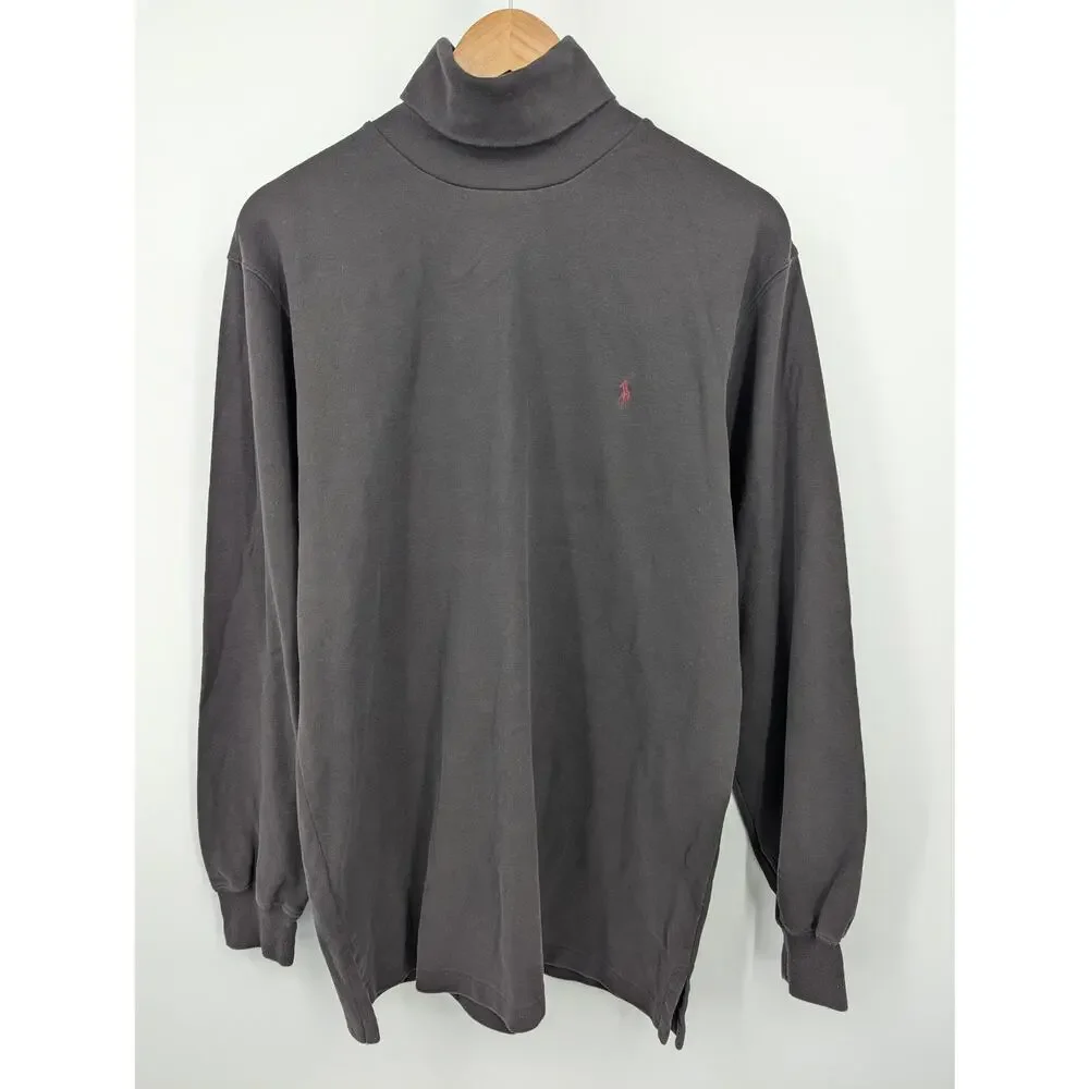 Vintage Polo Ralph Lauren 100% Cotton Black Turtleneck Long Sleeve Shirt L Large